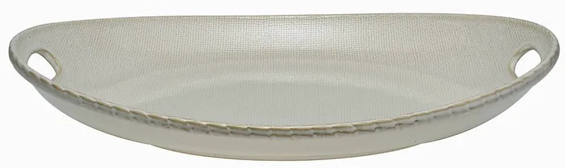 ΠΙΑΤΕΛΑ HOME FASHION ACCESSORIES CANVAS ΟΒΑΛ ΚΡΕΜ 47,5X35X8CM