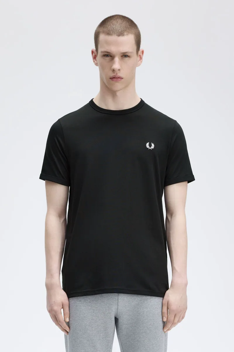 Fred Perry Ανδρική Μπλούζα Ringer T-Shirt M3519-102 Μαύρο