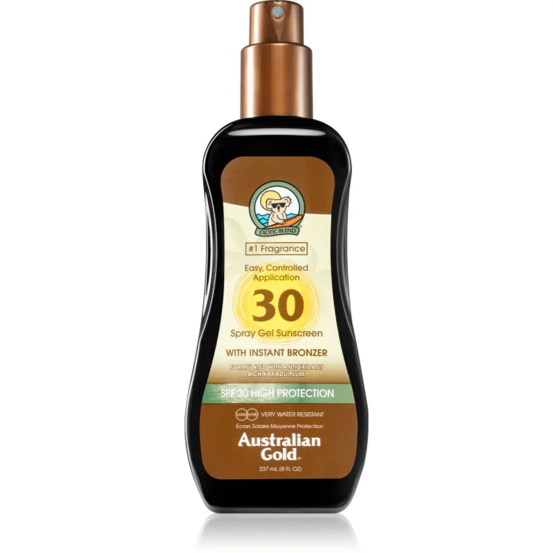 Australian Χρυσό Spray Gel Sunscreen With Instant Bronzer προστασίας με χρώμα με υφή τζελ SPF 30 237 ml