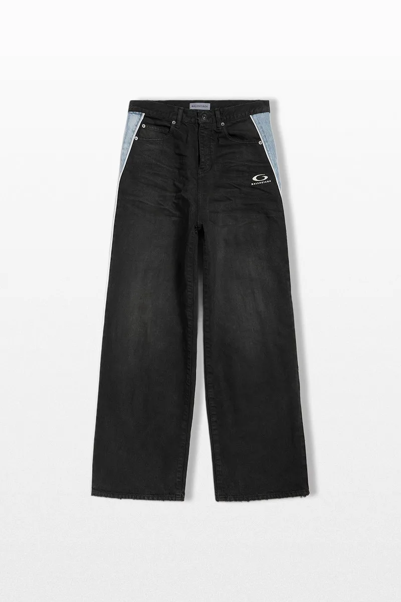 BALENCIAGA Ανδρικό Μαύρο Piping Detail Denim Pants