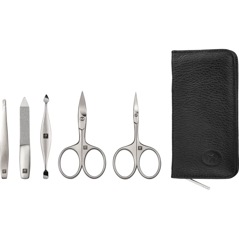 Zwilling PREMIUM zip fastener leather case, black, 5 pcs.