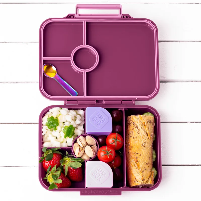 LEKKABOX Classic - Lunchbox with 4 compartments - Plum