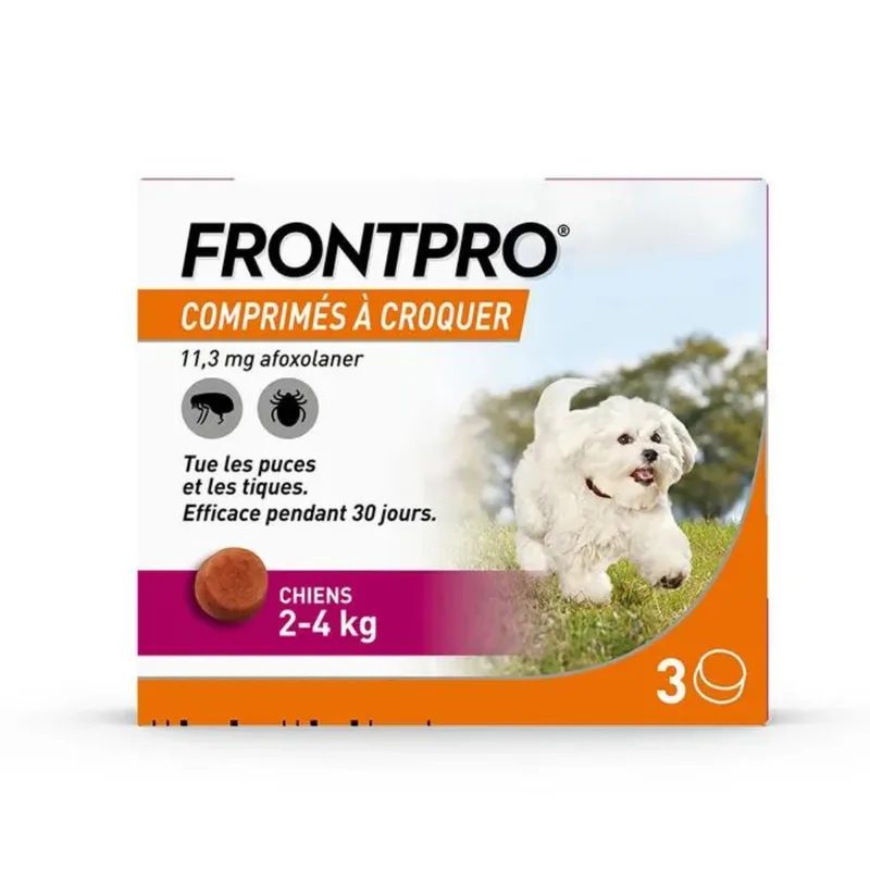Frontline Frontpro antiparasitic for small dogs 2-4kg Fleas and Ticks x3 tablets