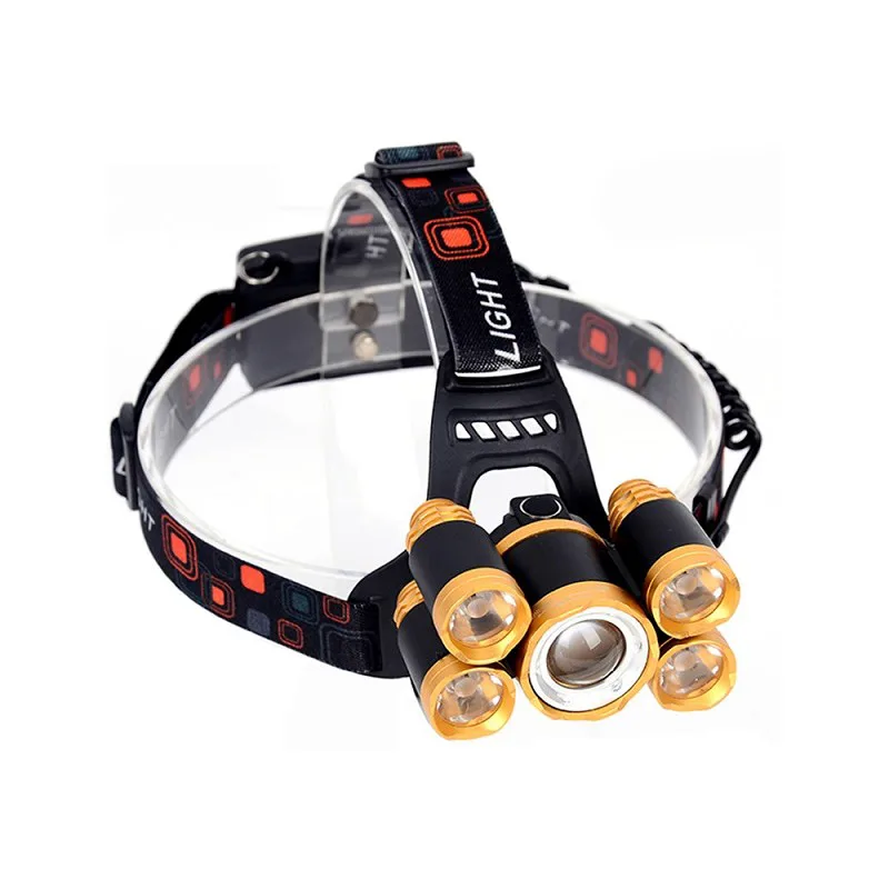 Επαναφορτιζόμενος Φακός Κεφαλής 5 Φακών Led T6 Toach R5