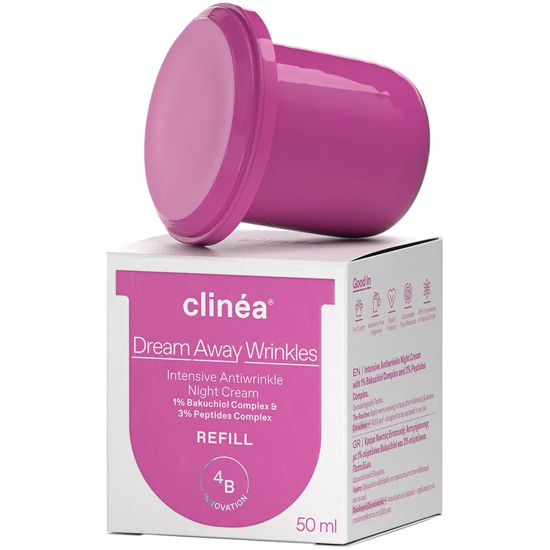 Clinea Dream Away Wrinkles Intensive Antiwrinkle Night Cream Κρέμα Νυκτός Εντατικής Αντίγηρανσης 50ml - Refill