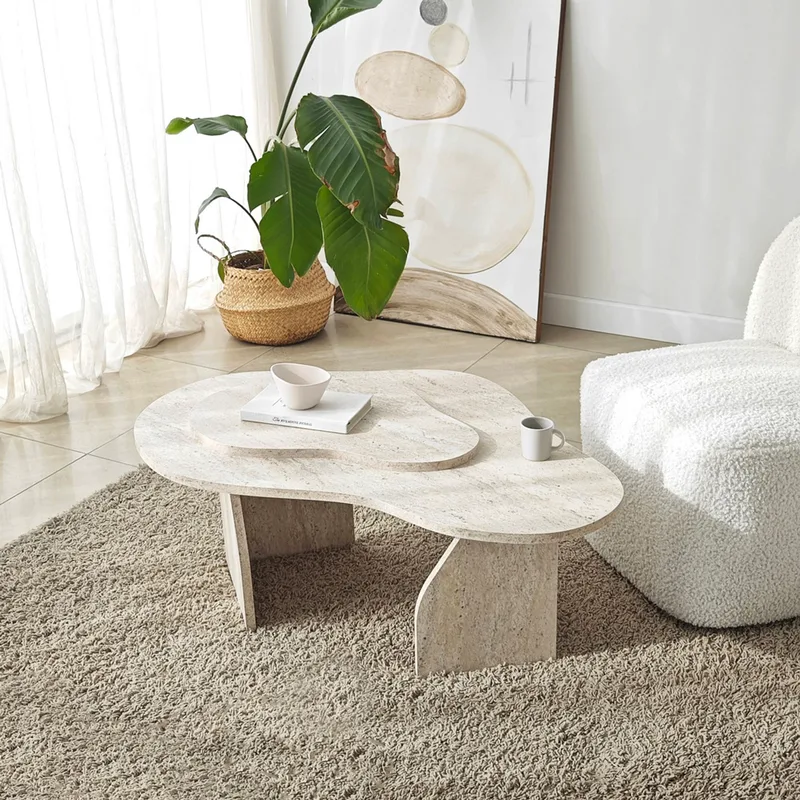 Τραπεζάκι Σαλονιού Melted - Travertine 552Nos2563 105x35x65 cm