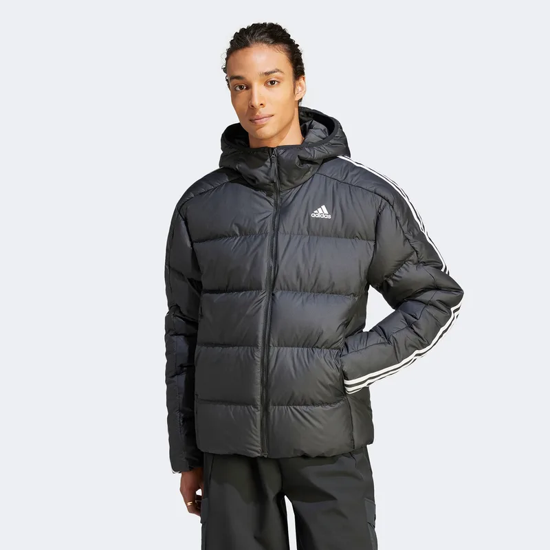 ADIDAS ESSENTIALS MIDWEIGHT DOWN HOODED MEN'S JACKET ΜΑΥΡΟ