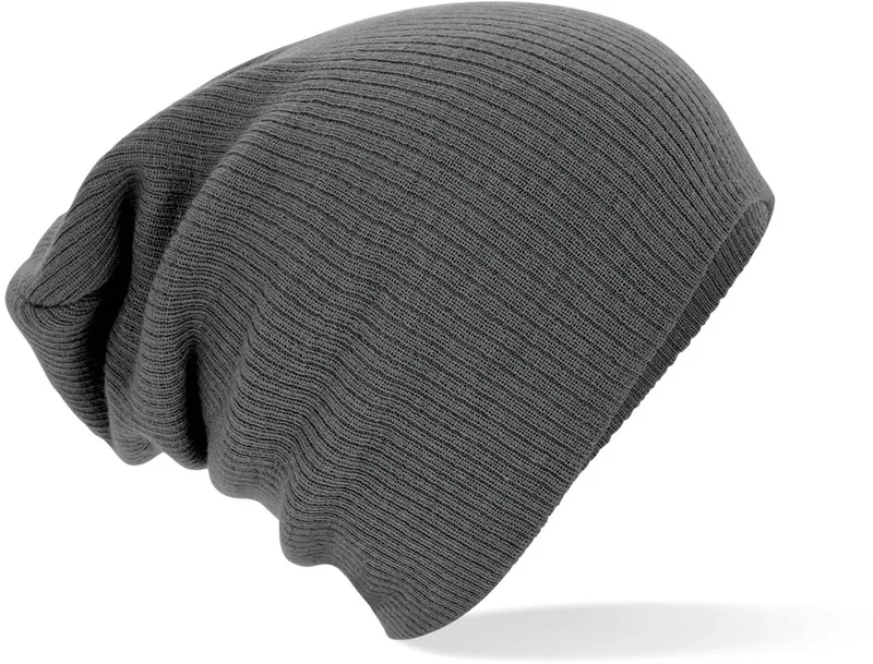 Σκούφος B461 Beechfield Slouch Ribbed Knit Smoke Grey