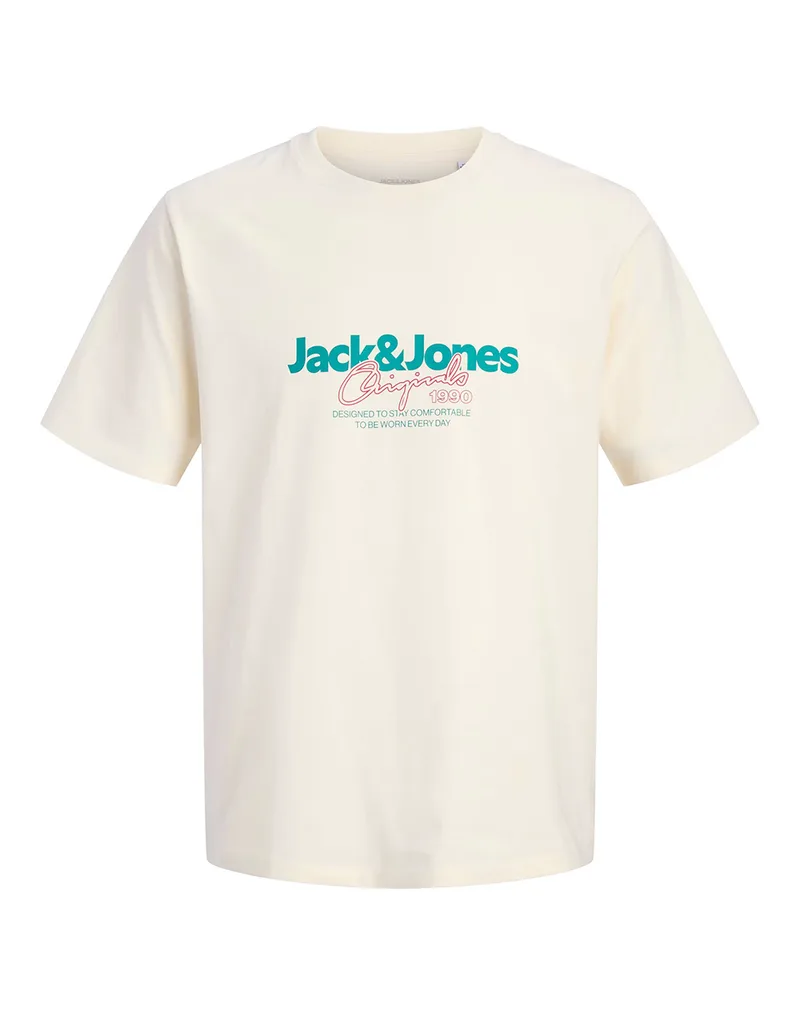 JACK&JONES JORCASSIS TEE SS CREW NECK FST 12301961-Antique White Cream