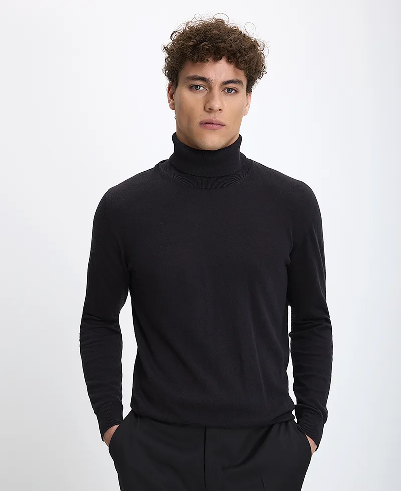 Ηd x Vardas Ανδρικό Πουλόβερ με Λαιμόκοψη Ζιβάγκο Slim Fit σε Μαύρο