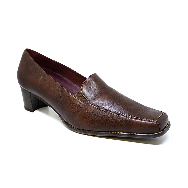 Piesanto 5557-05 Ανατομική Δερμάτινη Γόβα Καφέ 4,5cm