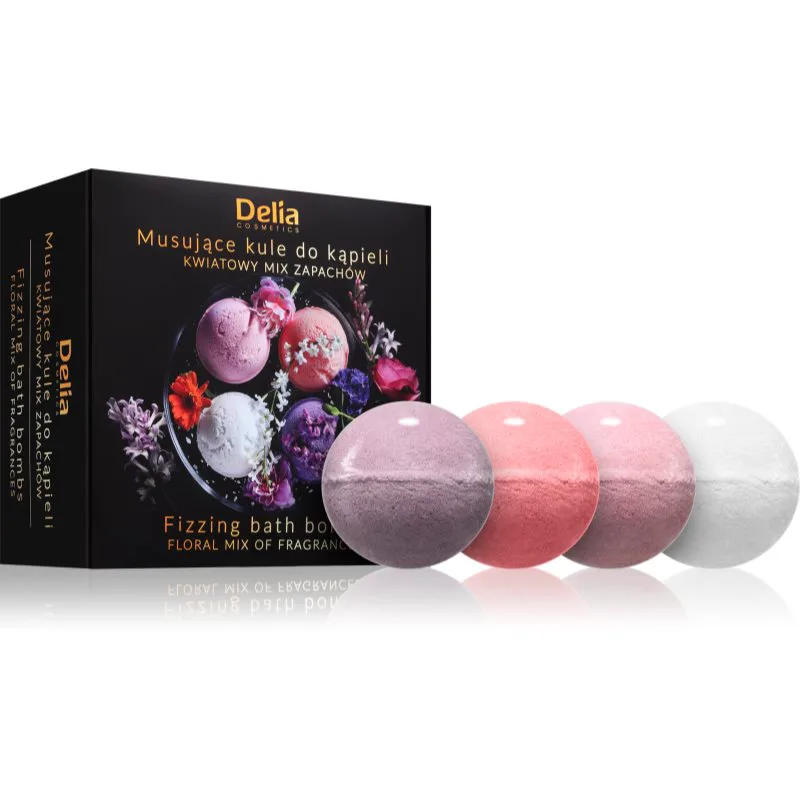 Delia Cosmetics Fizzing Bath Bombs Floral Mix σετ δώρου για το μπάνιο 4x100 γρ