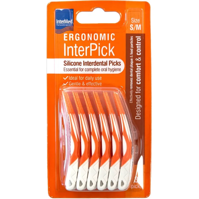 Intermed Ergonomic Inter Pick Silicone Interdental Picks Σιλικονούχα Μεσοδόντια Βουρτσάκια Σχεδιασμένα για Απόλυτο Έλεγχο & Άνεση, 36 Τεμάχια S/M