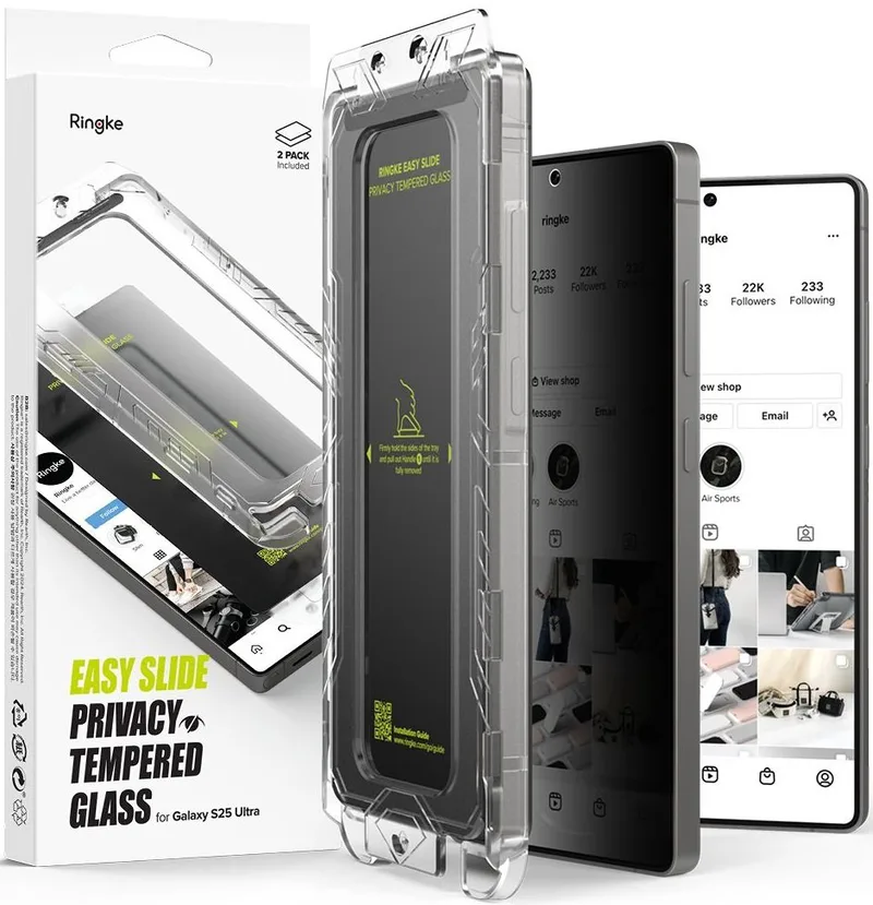 Tempered Glass Samsung Galaxy S25 Ultra Ringke Easy Slide Privacy Αντιχαρακτικό Γυαλί Προστασίας Απορρήτου Οθόνης 2 Τεμάχια (8800274969476)