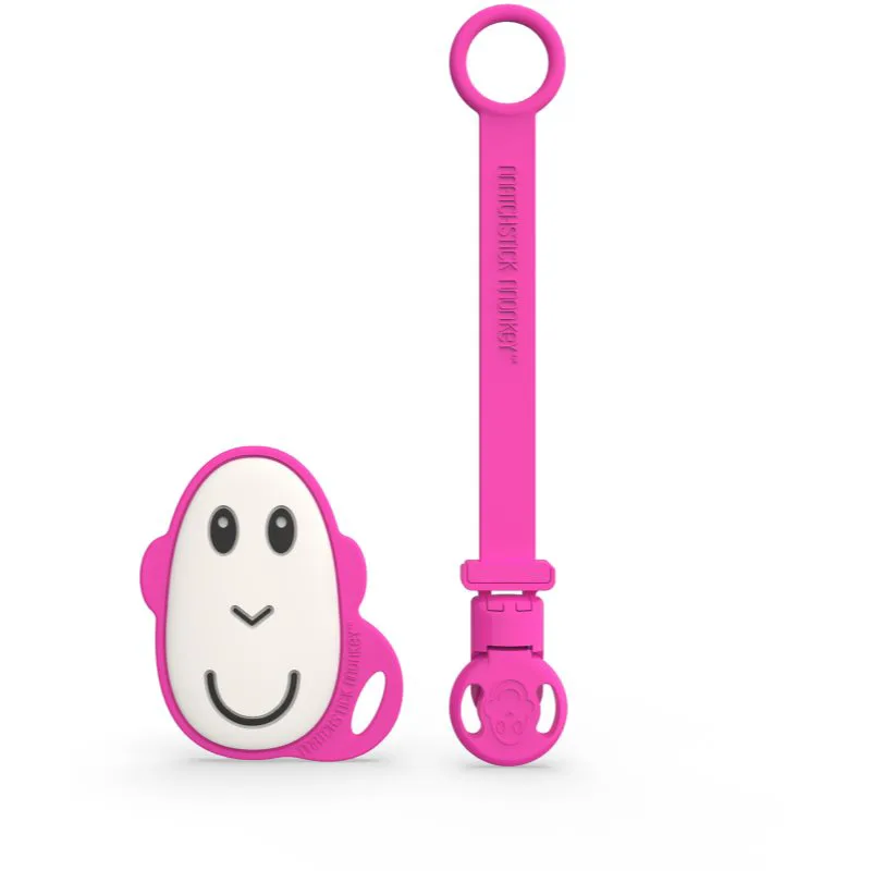 Matchstick Monkey Flat Face Teether & Soother Clip σετ δώρου για παιδιά Ροζ