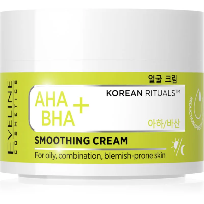 Eveline Cosmetics AHA + BHA Korean Rituals ενυδατική και λειαντική κρέμα προσώπου 50 ml
