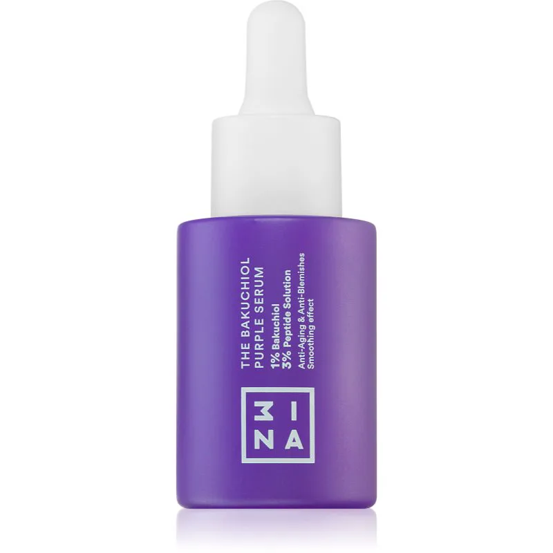 3INA The Bakuchiol Purple Serum ελαφρύς ορός προσώπου για την εξομάλυνση της επιδερμίδας 30 ml