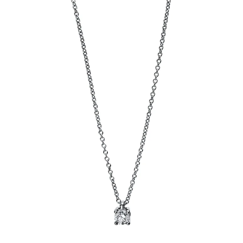Diamond Group Κολιέ Mονόπετρο με Διαμάντι Brilliant από Λευκό Χρυσό 18 Καρατίων KL2021