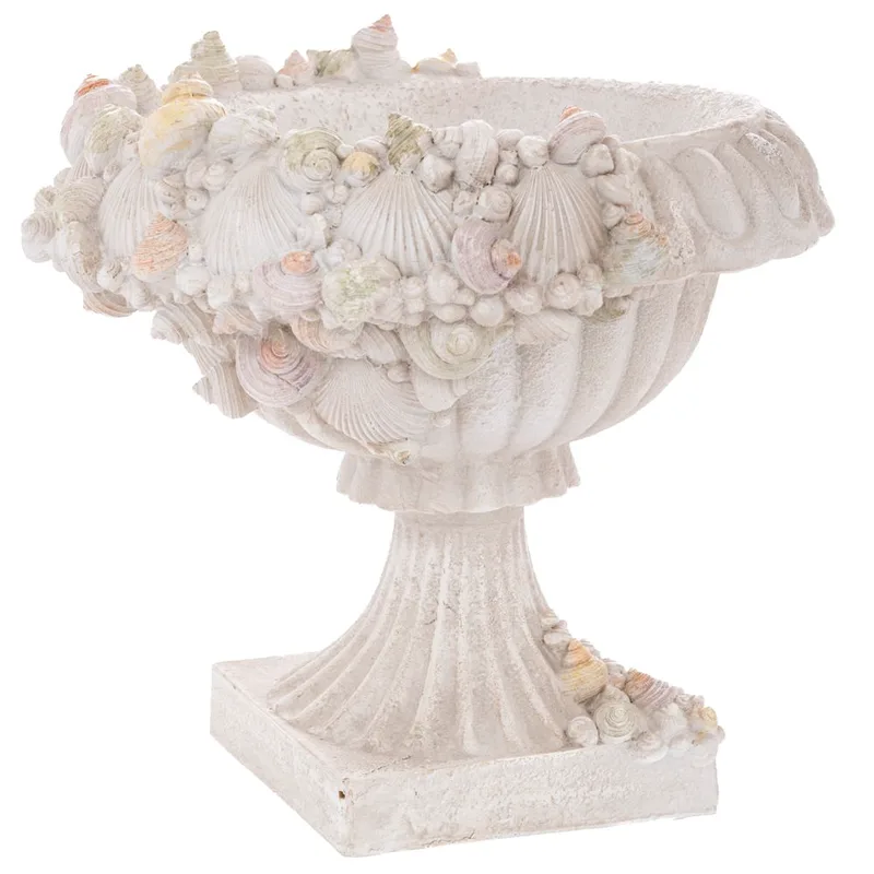 Αμφορέας Polyresin Λευκός Με Κοχύλια 33x32x29,5εκ. iliadis 92343 (Υλικό: Polyresin, Χρώμα: Λευκό) - Iliadis - il_92343