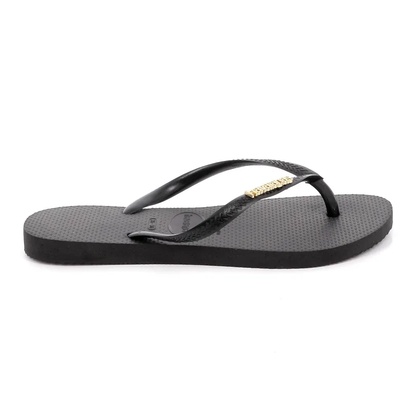 Γυναικεία Σαγιονάρα Havaianas Hav. Slim Logo Metallic Χρώματος Μαύρο 4119875-1924