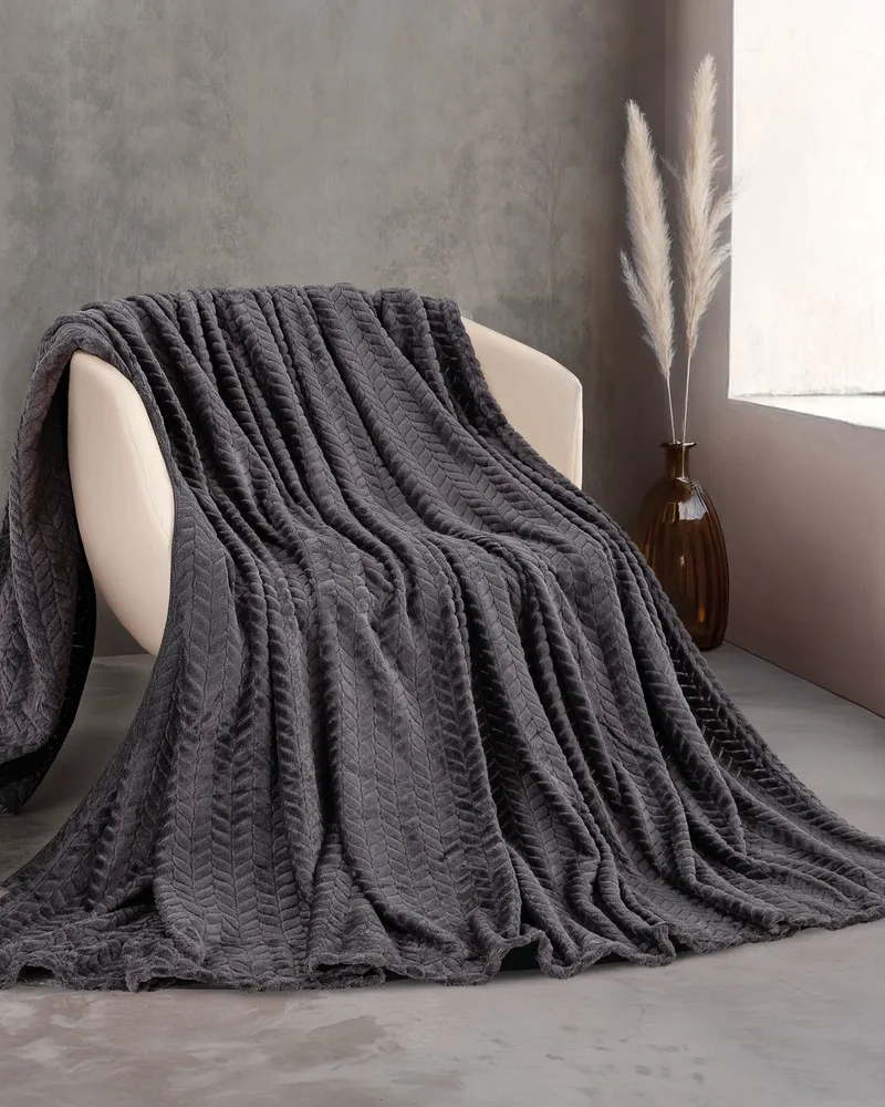 Κουβέρτα Fleece Υπέρδιπλη Rythmos Harmonie Ανθρακι 220x240