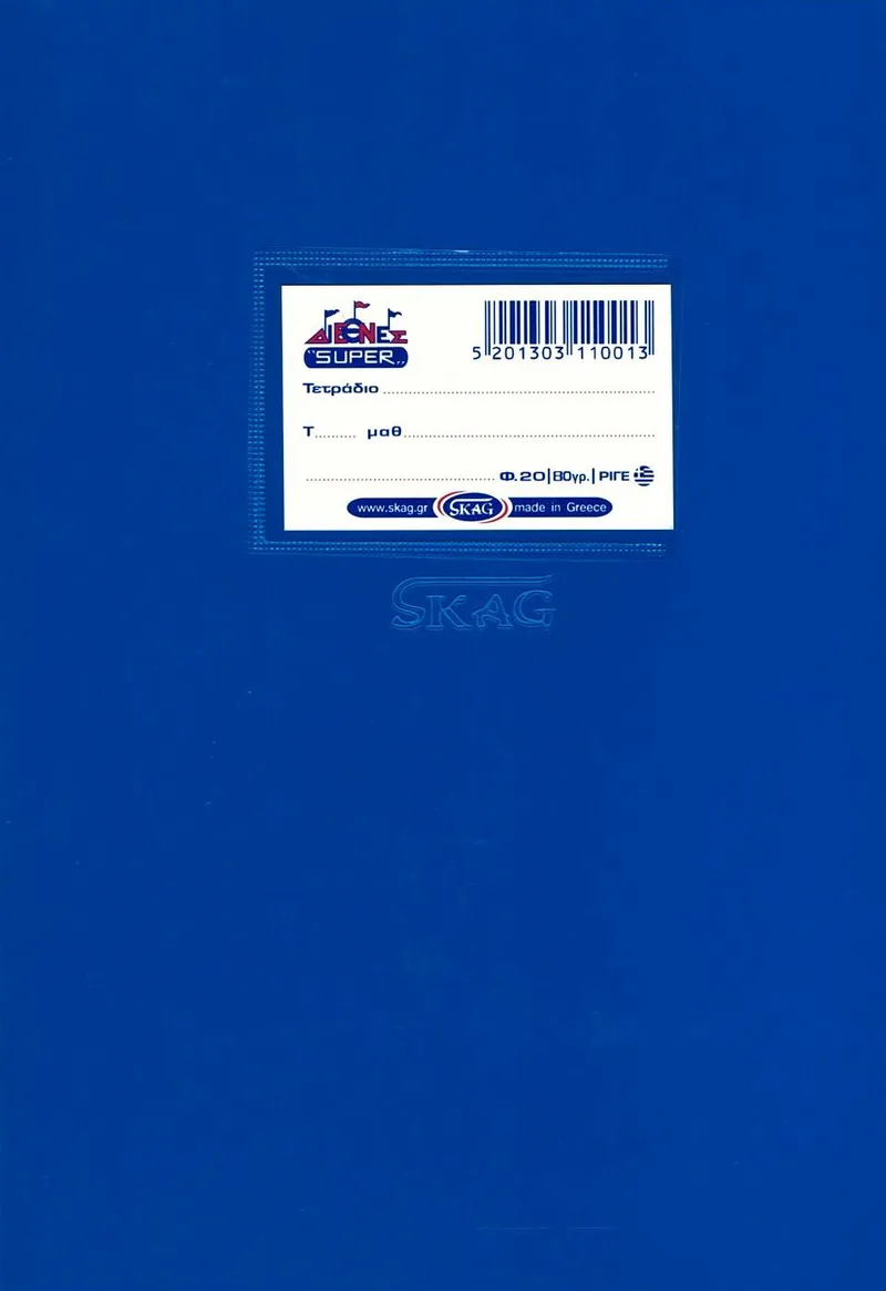 Τετράδιο καρφίτσα ριγέ Skag Διεθνές Super 20 φύλλα 17x25 - Μπλε