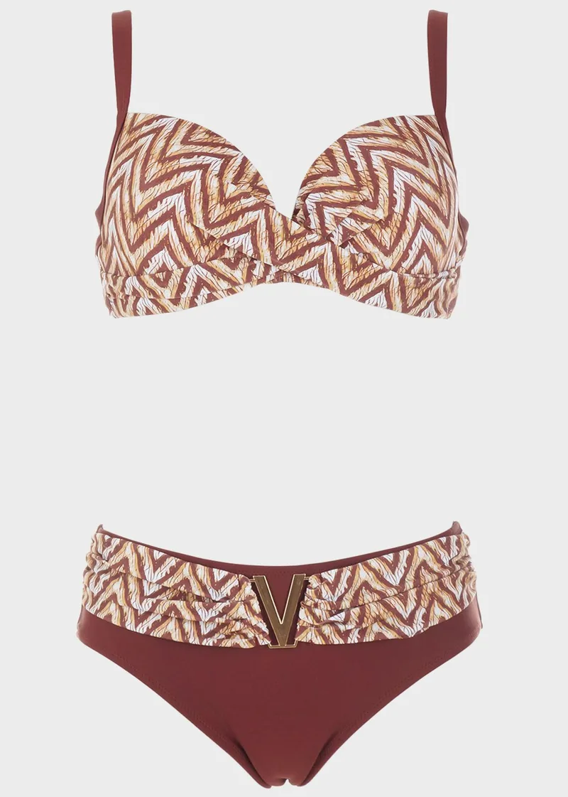 Bikini all print.Kαλύπτει C-D Cup MARRON