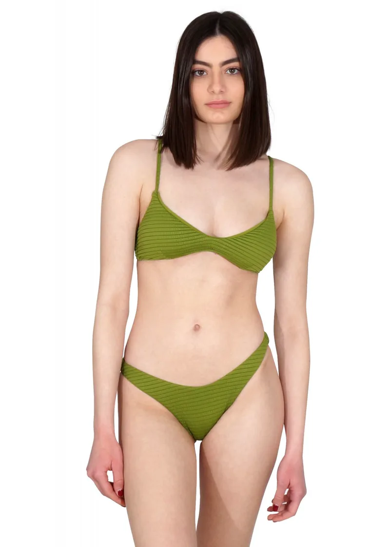 Γυναικείο set μαγιό top τρίγωνο ενισχυμένο Bikini brazillian. Καλύπτει B Cup. Swimwear Collection. ΠΡΑΣΙΝΟ