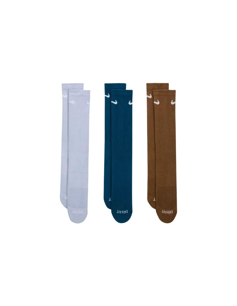 Nike Everyday Plus Cushioned Socks 3 Pairs Purple Blue Brown SX6888 970