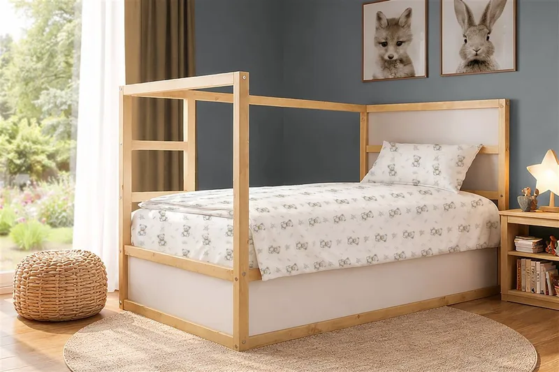 Σετ Σεντόνια 3τμχ Βαμβακερά Μονά 160x240εκ. kids Newborn Bear 717 White-Grey Dimcol (Ύφασμα: Βαμβάκι 100%, Τύπος κατωσέντονου: Χωρίς Λάστιχο, Χρώμα: Λευκό) - DimCol - 32112223087