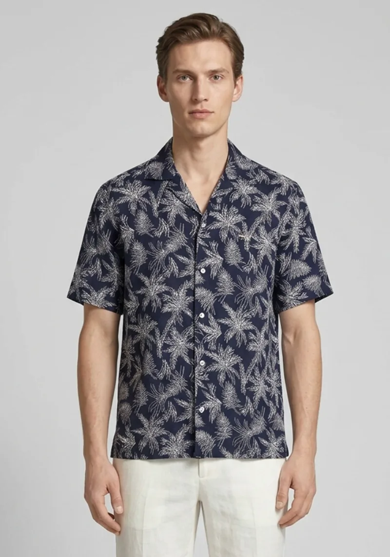 Fynch Hatton Πουκάμισο Linen - 1604 6079 685 Navy