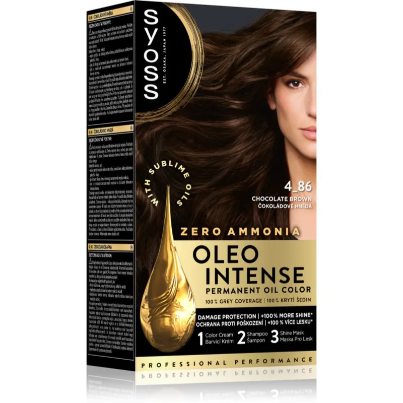 Syoss Oleo Intense μόνιμη βαφή μαλλιών με έλαιο απόχρωση 4-86 Chocolate Brown 1 τμχ