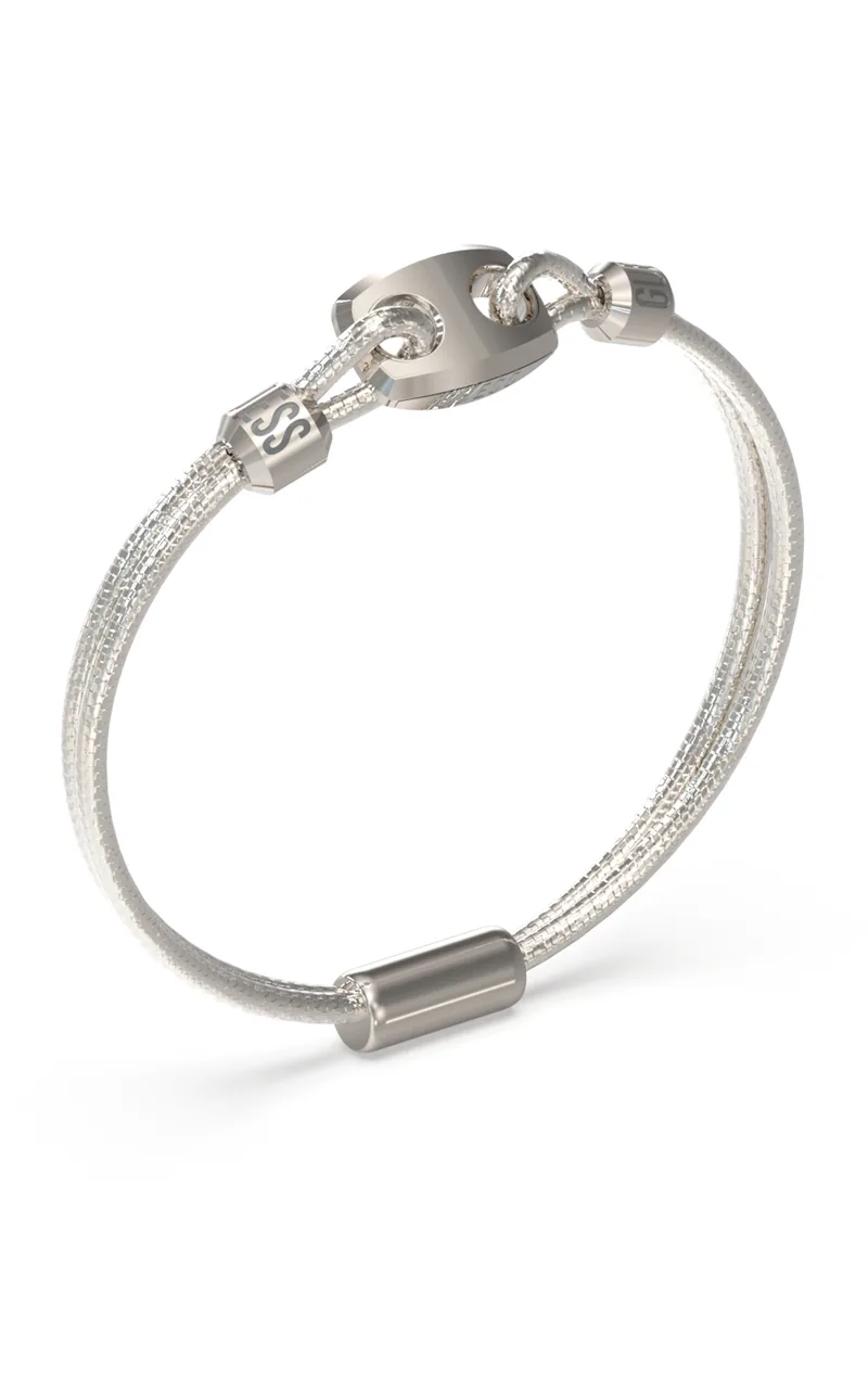 GUESS STEEL POSEIDON JUMB05041JWSTL Βραχιόλι Ασημένιο Με Σχέδιο Με Λογότυπο