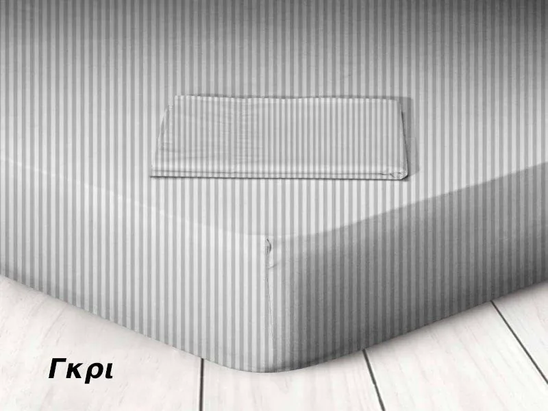 Κατωσέντονο με Λάστιχο Γκρι Ριγέ Βαμβάκι Γαρύφαλλο 100-180x200+30cm - 100x200