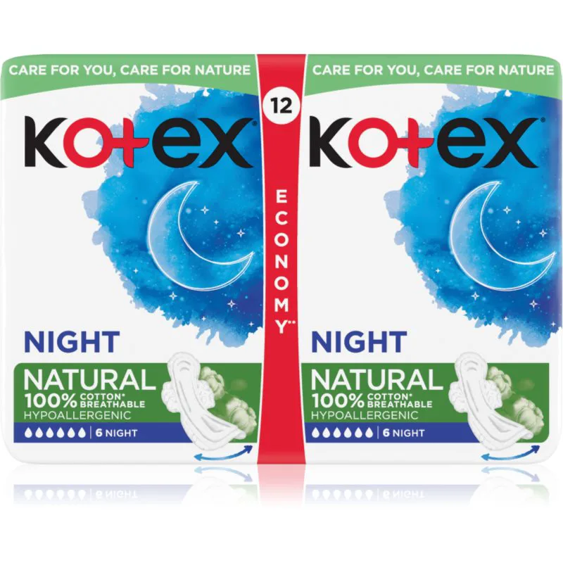 Kotex Natural Night σερβιέτες 12 τμχ