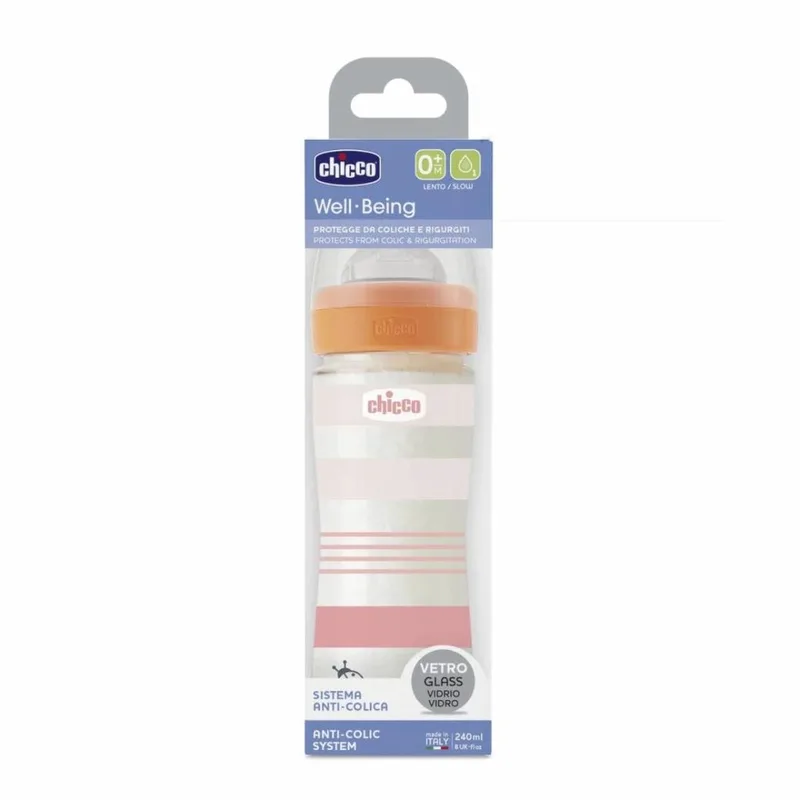 Chicco Μπιμπερό Γυάλινο GIRL Well Being 240ML 0Μ+
