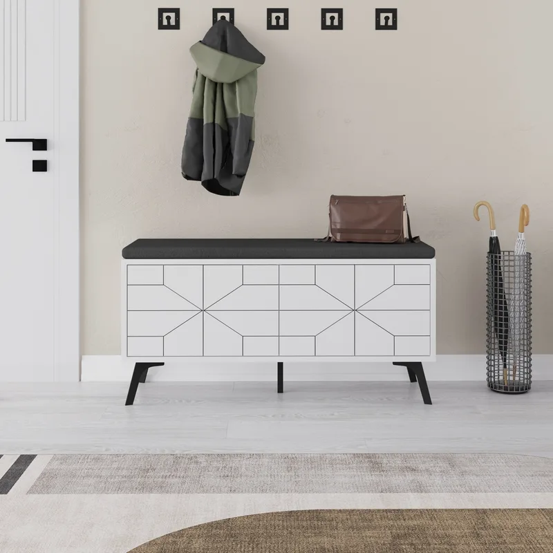 Παπουτσοθήκη Dune Bench - White 855Dte5123 (107x55x35)