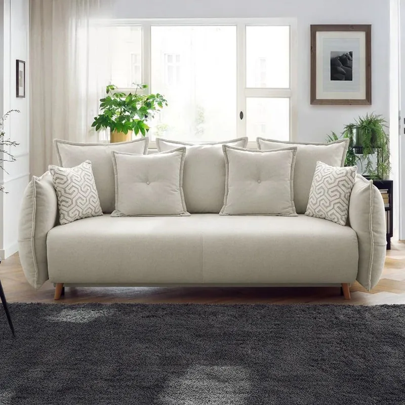 Τριθέσιος Καναπές-Κρεβάτι Puffy - Cream 752Est1111 (235x20x98)