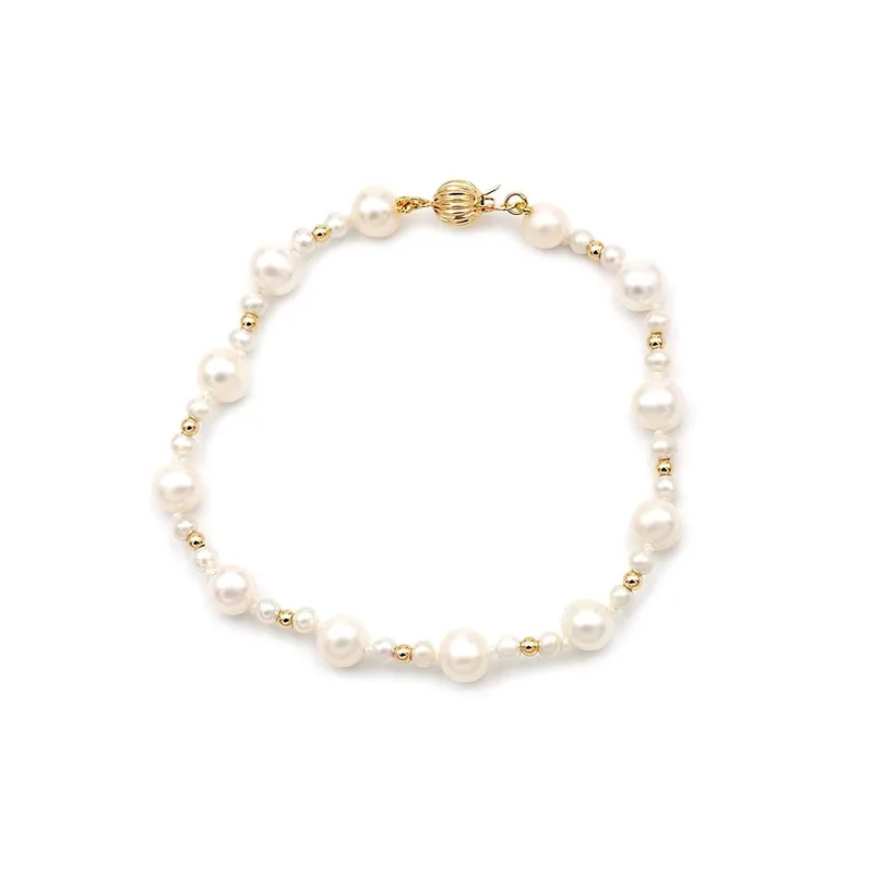 TBS Creations Βραχιόλι με μαργαριτάρια Fresh Water Pearl από χρυσό 14 καρατίων BSB114084