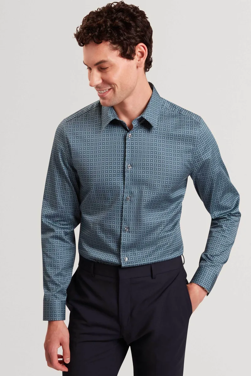 Ted Baker ανδρικό πουκάμισο με geometric pattern Slim Fit "Caylaxe" - 282367 Μπλε Ανοιχτό