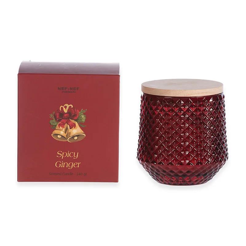 Αρωματικό Κερί Spicy Ginger 240Gr Nef-Nef Homeware Red