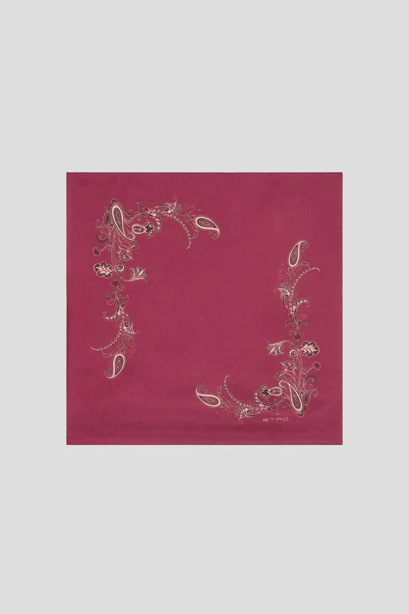 ETRO Ανδρικό Κόκκινο Printed Silk Pocket Square