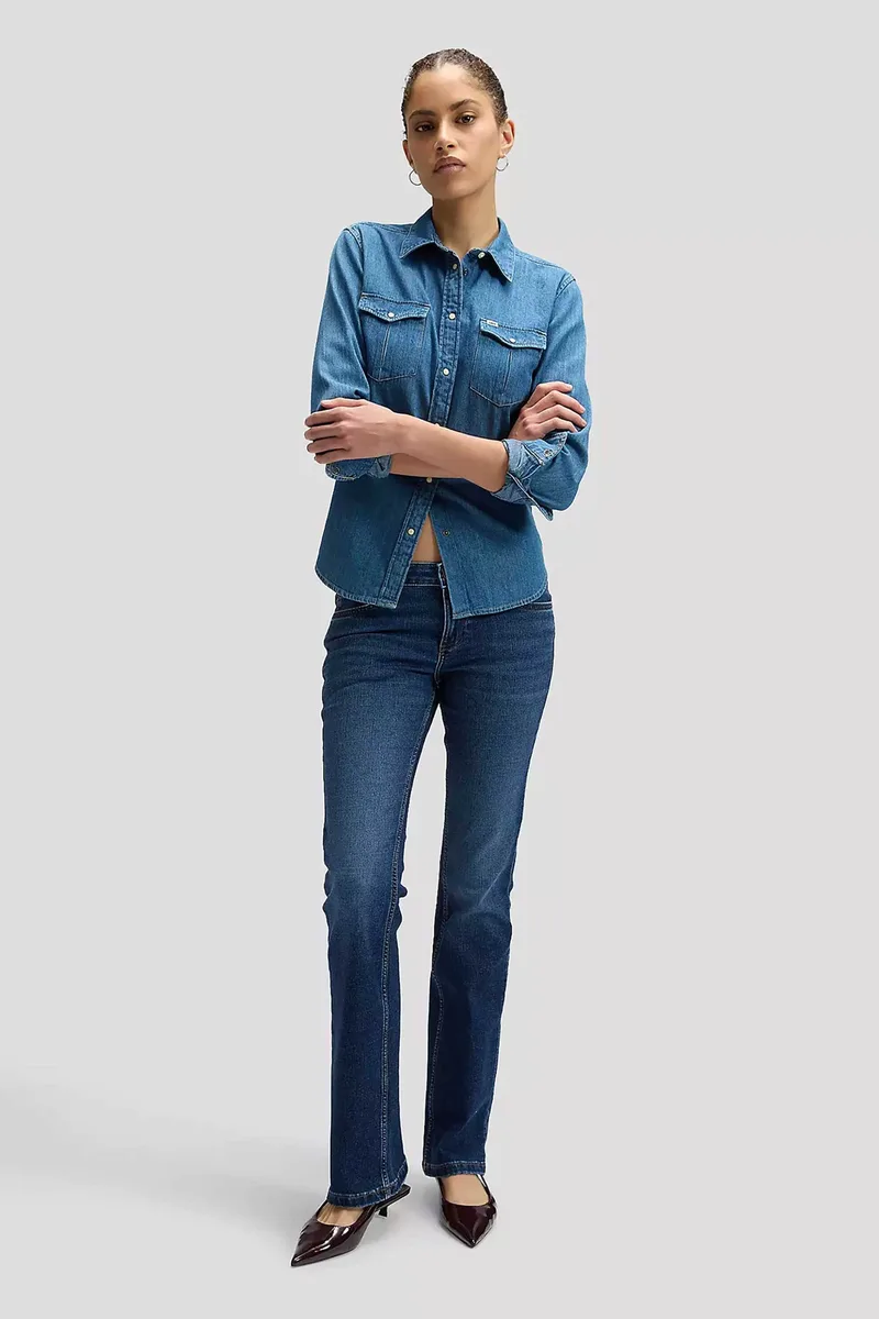 Lee® γυναικείο τζιν παντελόνι πεντάτσεπο Bootcut Flared Leg "Jessica" - 112376711 Denim Blue Σκούρο