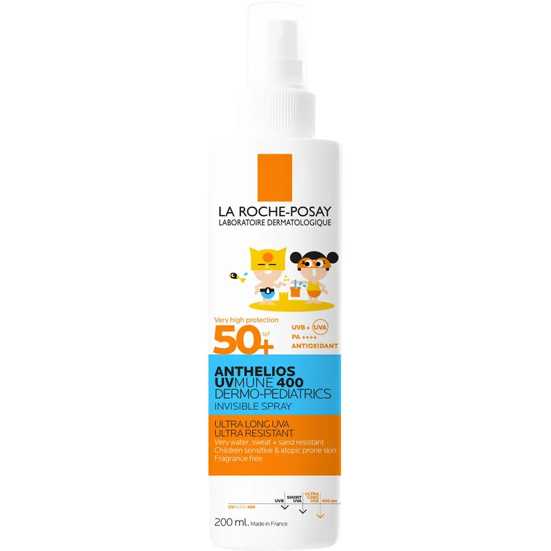 La Roche-Posay Anthelios UV Mune 400 Dermo-Pediatrics Invisible Spray Spf50+ Λεπτόρρευστο Παιδικό Αντηλιακό σε Σπρέι Πολύ Υψηλής Προστασίας Κατάλληλο & για Δέρματα με Τάση Ατοπίας 200ml