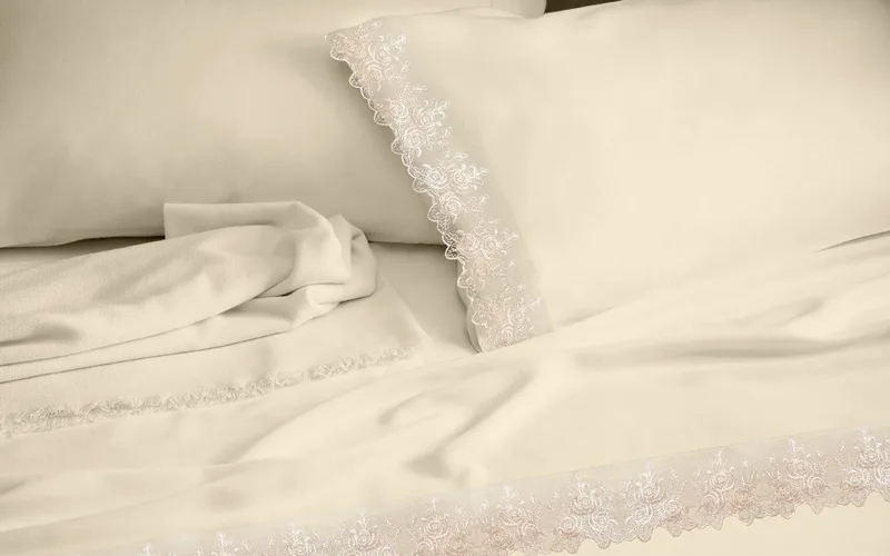 Σετ Σεντόνια Βαμβακοσατέν Υπέρδιπλα Makis Tselios Lace Εκρού 240x260
