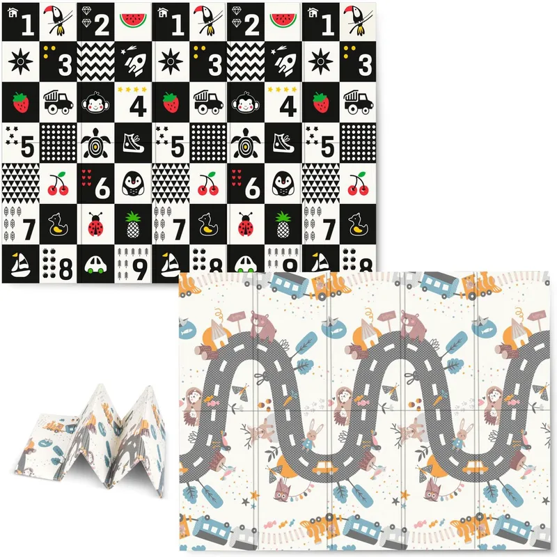 Παιδικό / Βρεφικό Χαλάκι Nukido Baby Play Mat NK-341 Αντιολισθητικό για Δραστηριότητες 200 x 150 x 1cm - Trains / Numbers (5903890609061)