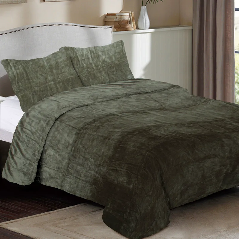 Κουβέρτα Fleece Μονή 160x220 Dimcol Coral Solid 07 Olive