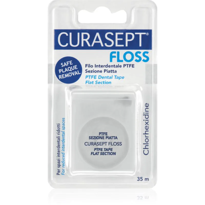 Curasept Dental Tape PTFE Flat Section οδοντική τανία με τεφλόν επικάλυψη με αντιβακτηριακό συστατικό 35 μ