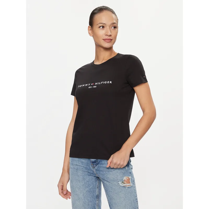 Tommy Hilfiger T-Shirt Heritage C-Nk WW0WW31999 Μαύρο Regular Fit