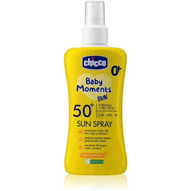 Chicco Baby Moments Sun παιδικό αντηλιακό σπρέι SPF 50+ 0 m+ 150 ml